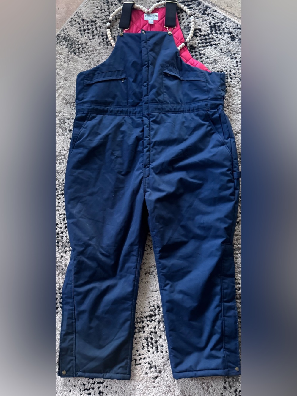 NWOT-Steelguard insulated bib overalls zip ankles button ankles SZ 4X Navy/Red